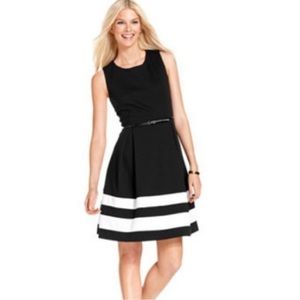 Calvin Klein Fit & Flare Dress with Stripes